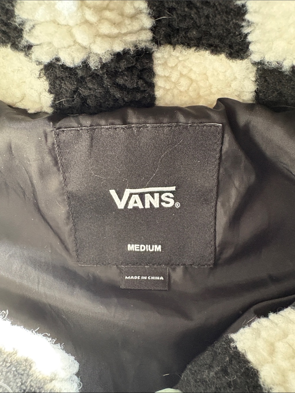 Vans | Checkerboard Sherpa Jacket in Black & White with Mint Trim - Picture 5 of 11